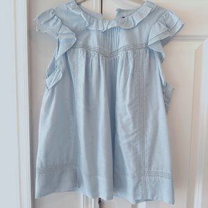 J.Crew Flutter-sleeve top in cotton-silk voile - Blue Size Small